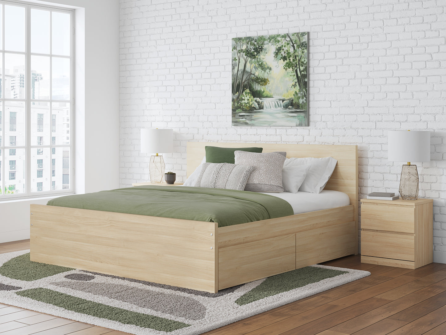 Onita King Panel Platform Bed with 2 Side Storage