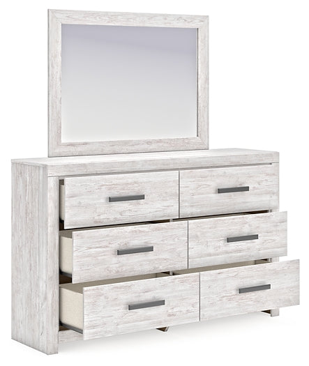 Cayboni Queen Panel Bed with Mirrored Dresser, Chest and Nightstand