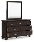 Covetown California King Panel Bed with Mirrored Dresser, Chest and Nightstand