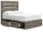 Graystorm Full Panel Bed with Storage with Mirrored Dresser, Chest and Nightstand