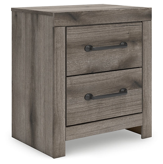 Graystorm King Panel Bed with Mirrored Dresser, Chest and Nightstand
