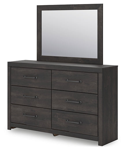 Hollivern King Panel Bed with Mirrored Dresser, Chest and Nightstand